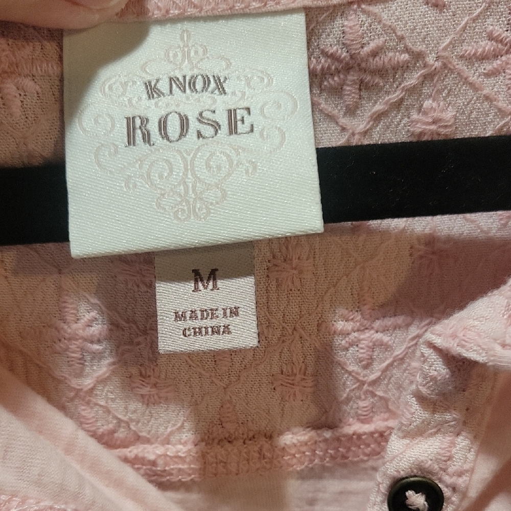 Knox Rose Blush Pink Lace Accent Blouse - Picture 2 of 7